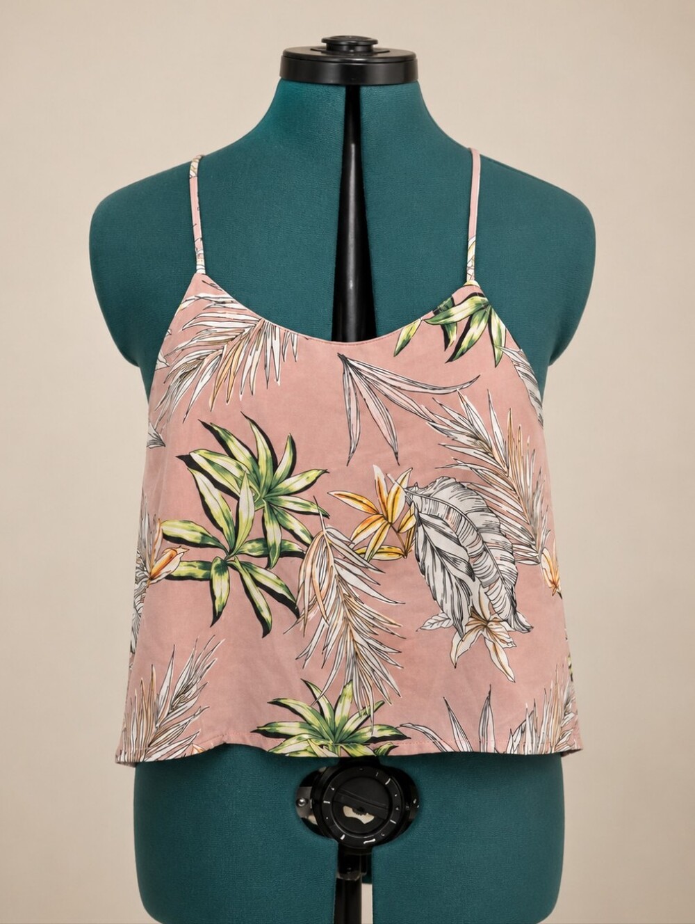 Floral Tropical Spaghetti-Strap Cami Top - Pink